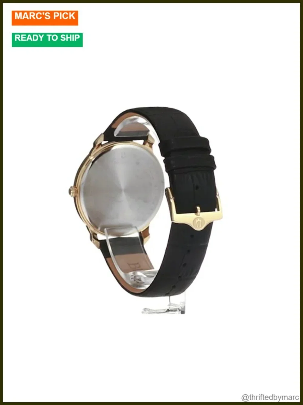 Classic 3-Hand Quartz Wrist Watch with Roman Numeral Markers, Black Leather